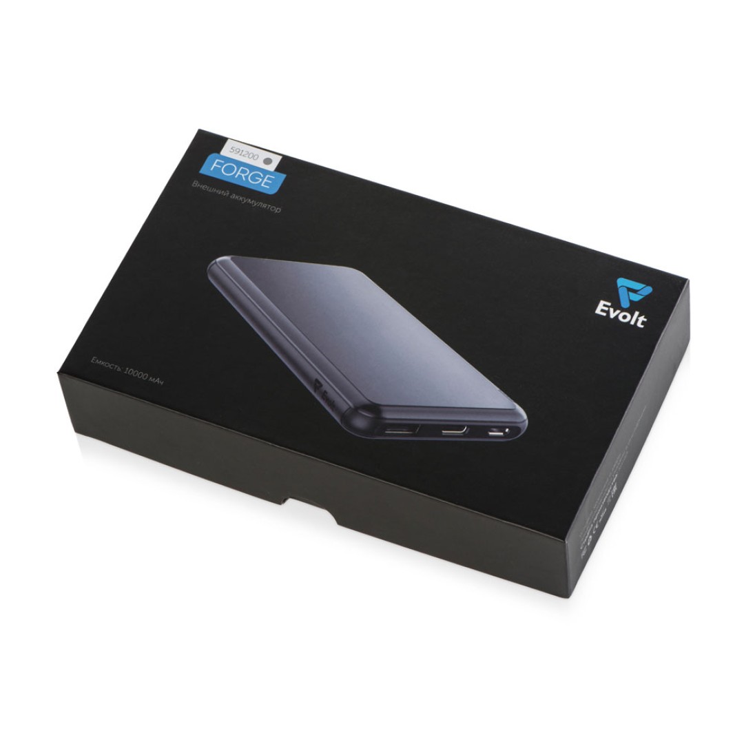 Внешний аккумулятор «Forge» v.2, металл, 10000mah, серый