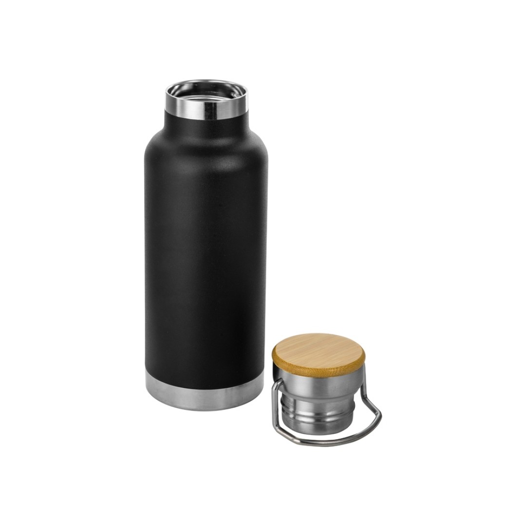 Медная спортивная бутылка с вакуумной изоляцией Thor объемом 480 мл, черный