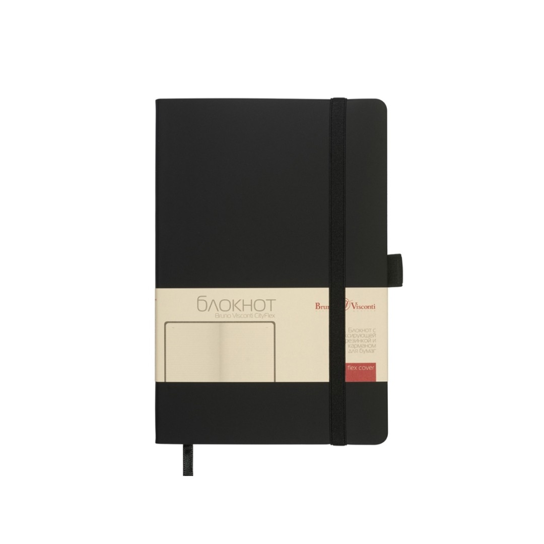 Блокнот А5  "City Flex" на резинке, черный