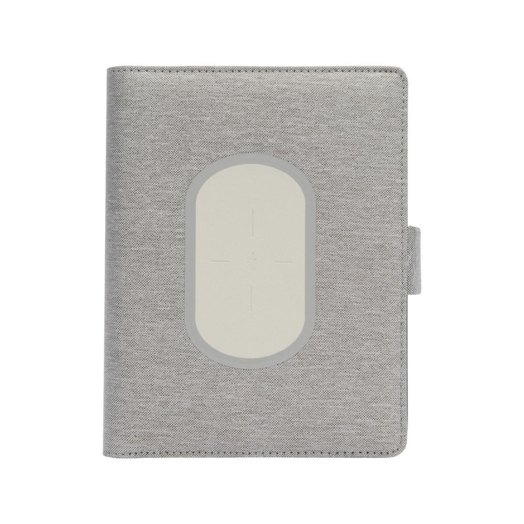 Органайзер с беспроводной зарядкой 5000 mAh "Powernote", светло-серый