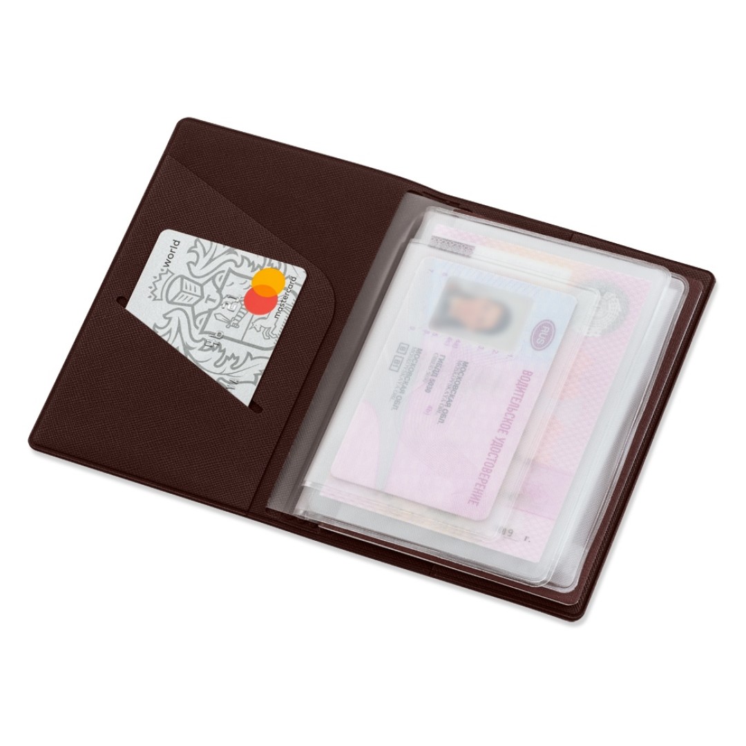 Классическая обложка для автодокументов "Favor", коричневая