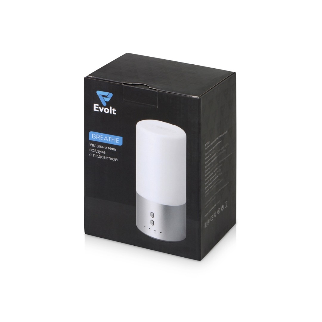 Увлажнитель воздуха с подсветкой "Breathe", белый/серебристый