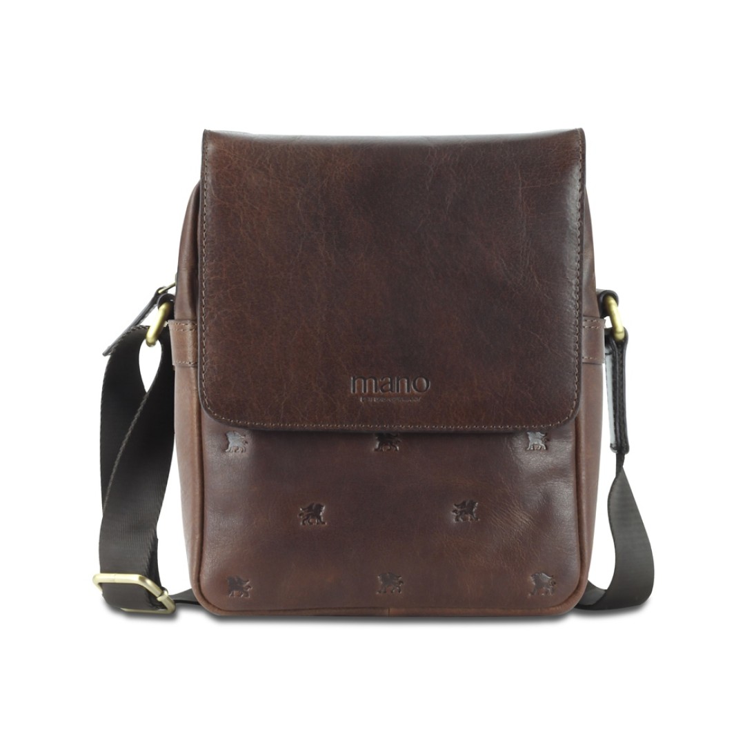 Сумка через плечо Mano "Don Leon", натуральная кожа в коричневом цвете, 20 х 25 х 8 см