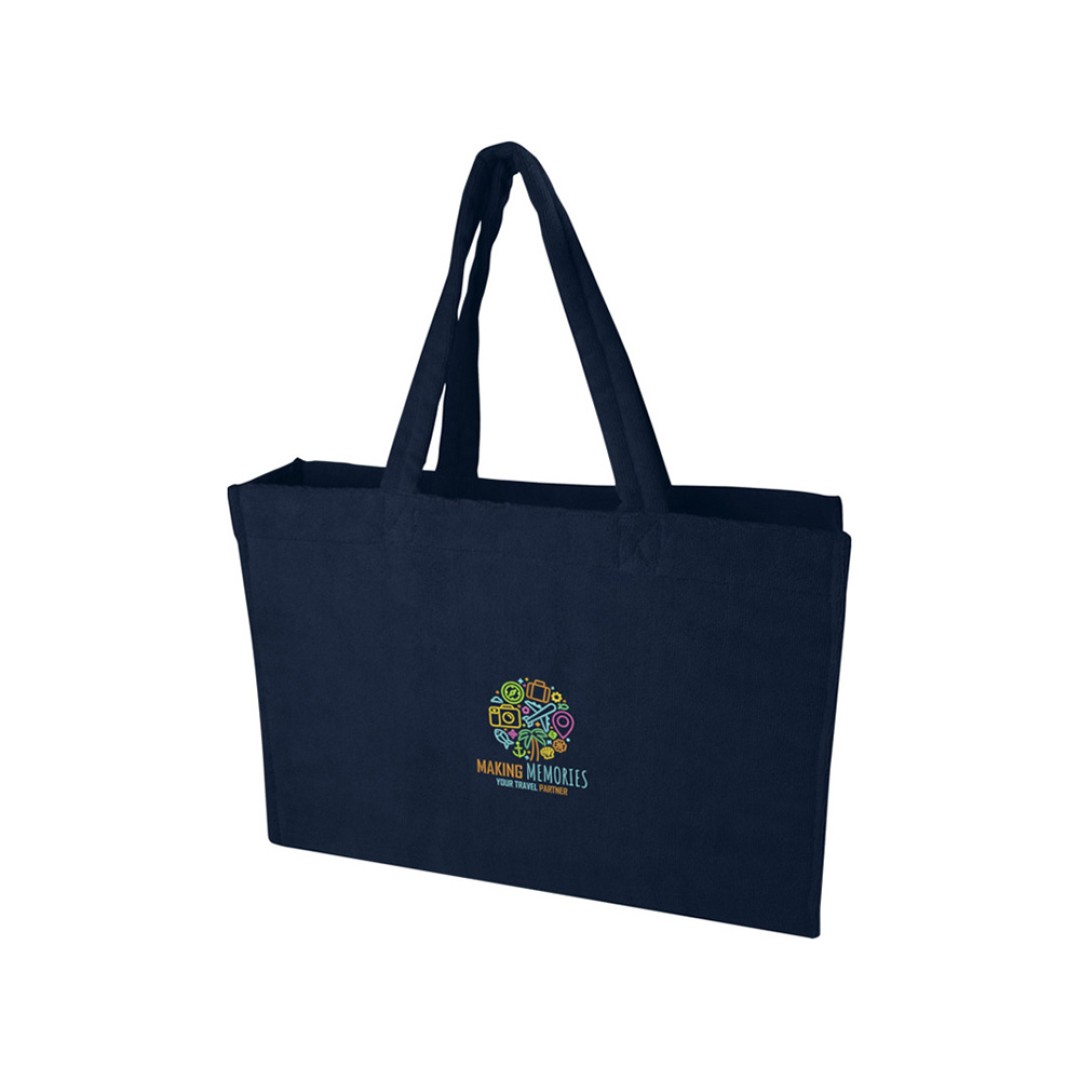 Пляжная эко-сумка Siam объемом 13 л из переработанной махровой ткани, сертифицированной GRS - Темно - синий