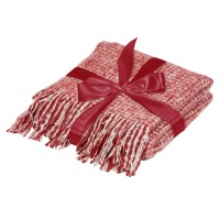 Акриловый плед Harp 130x180 см, белый/бордо