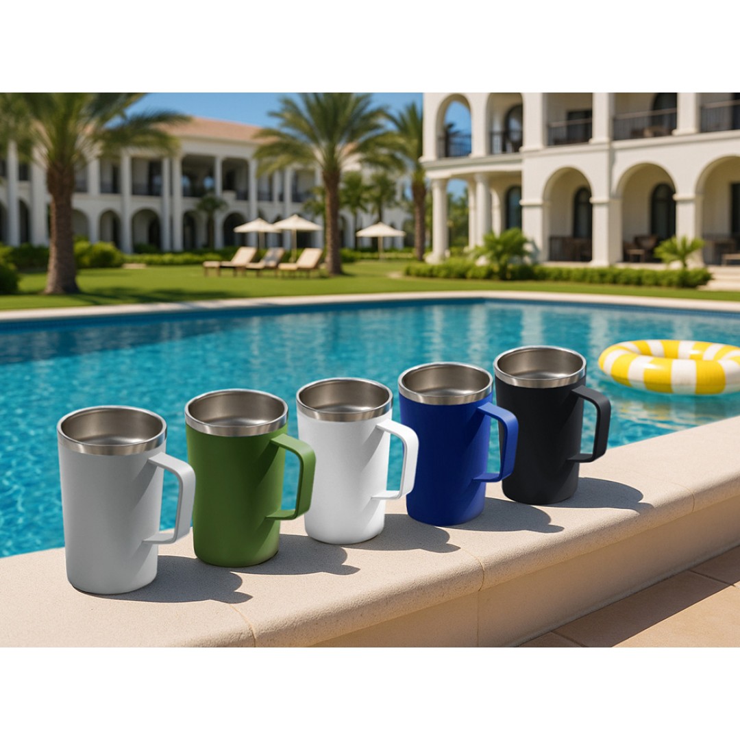 Стальная кружка с двойными стенками и порошковым покрытием "Tibet", серый