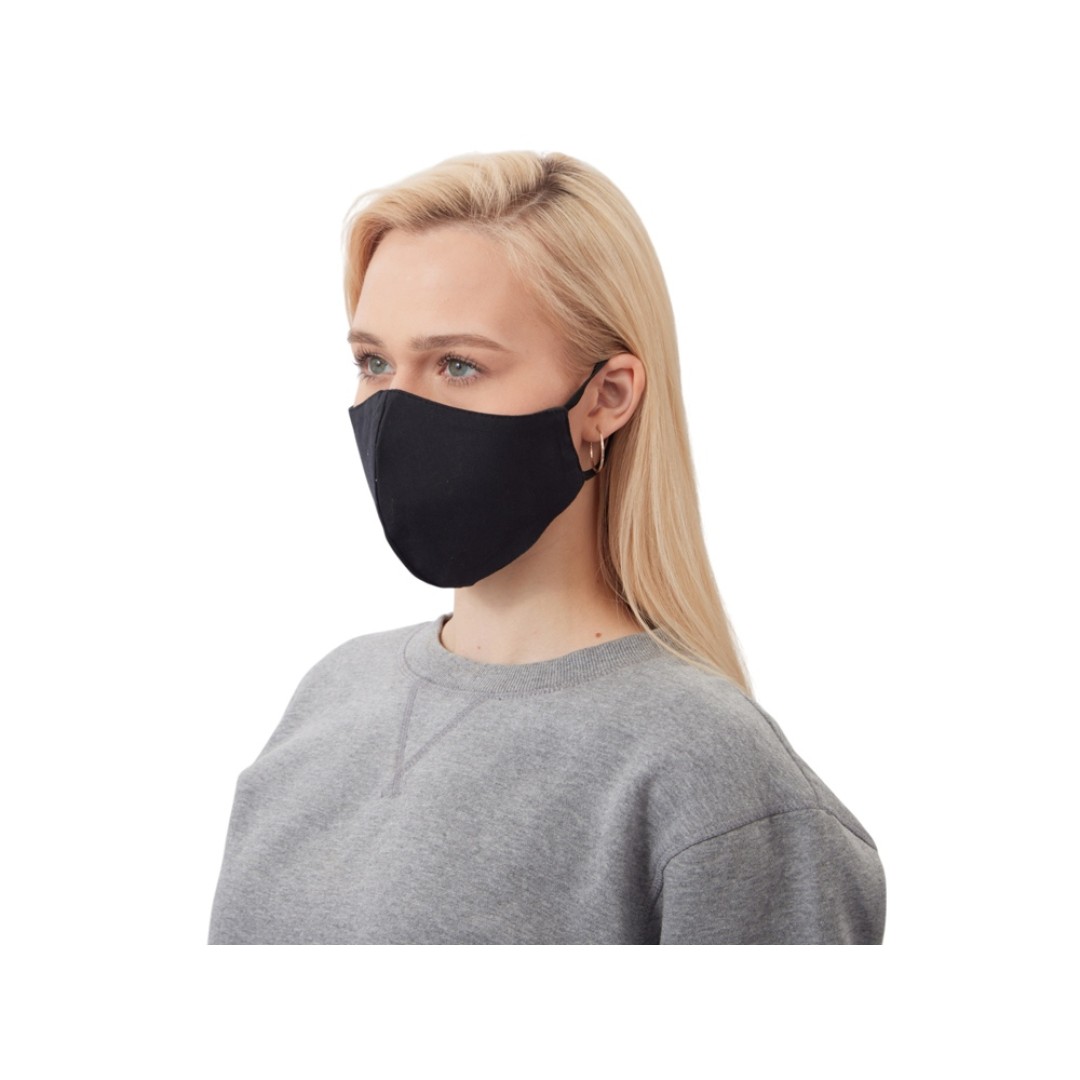 Маска для лица многоразовая из хлопка, анатомической формы, черный