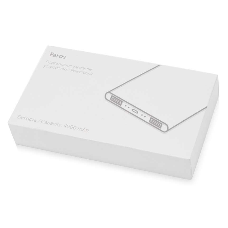 Портативное зарядное устройство с синей подсветкой логотипа «Faros», soft-touch, 4000 mAh (P)