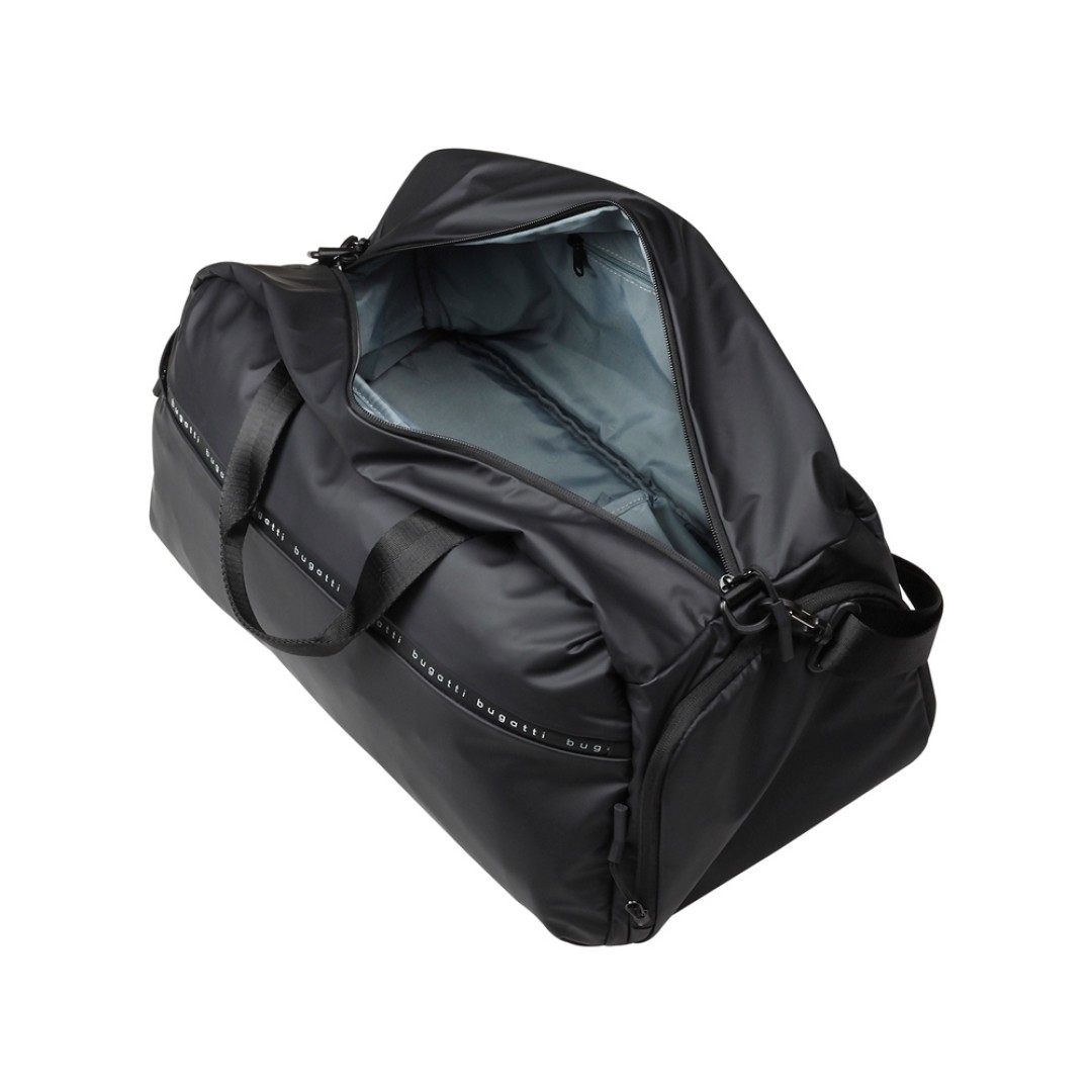 Сумка спортивная BUGATTI Blanc, чёрная, тарпаулин/полиэстер, 52х26х27,5 см