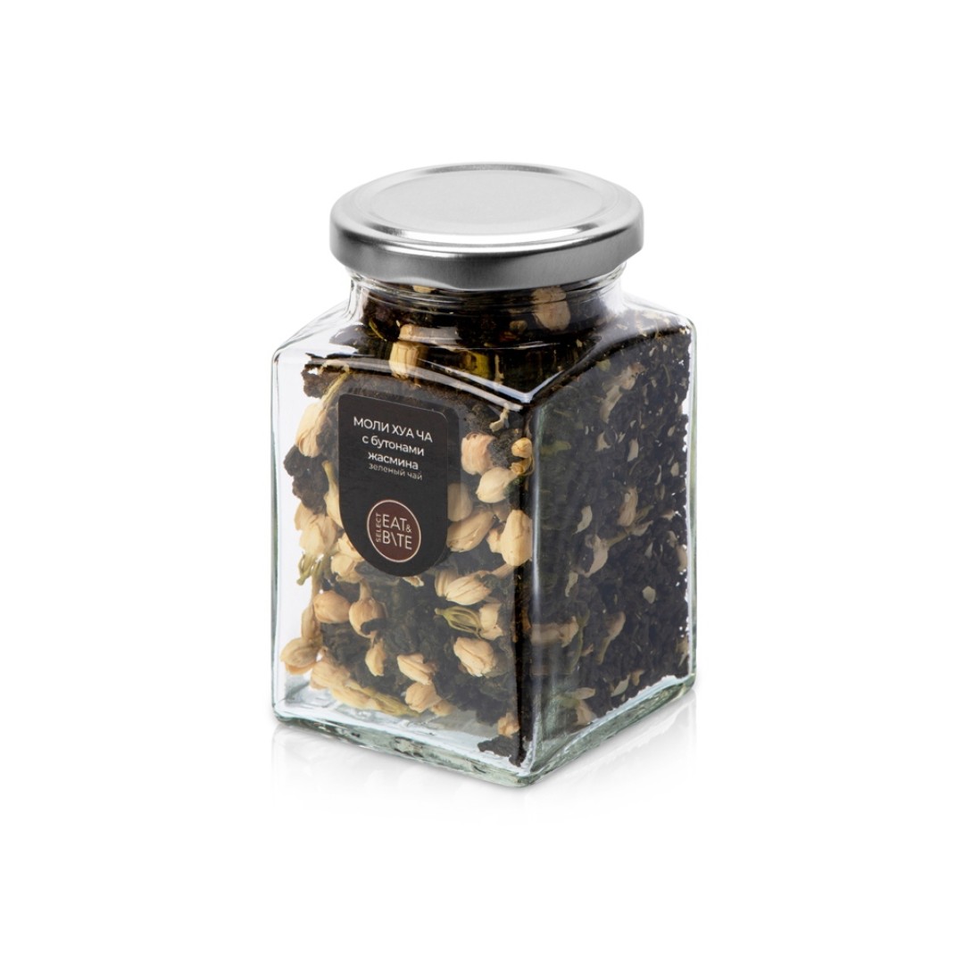 Чай зеленый, серия "Bouquet", моли хуа с бутонами жасмина, стеклянная банка