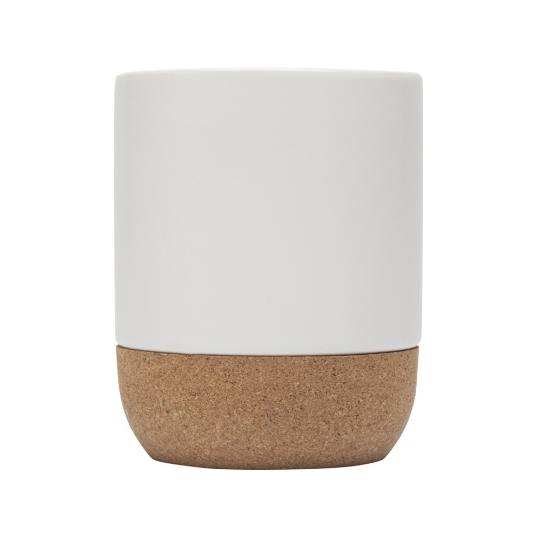 Billie керамическая кружка объемом 300 мл с пробковыми деталями и матовой отделкой, белый