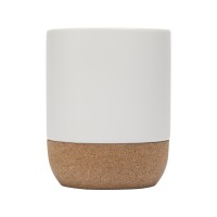 Billie керамическая кружка объемом 300 мл с пробковыми деталями и матовой отделкой, белый