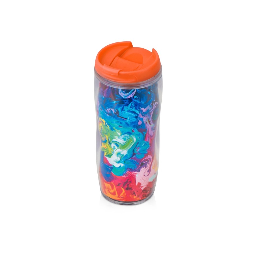 Термокружка «Mony» 400мл, под цифровую печать, прозрачный/оранжевый