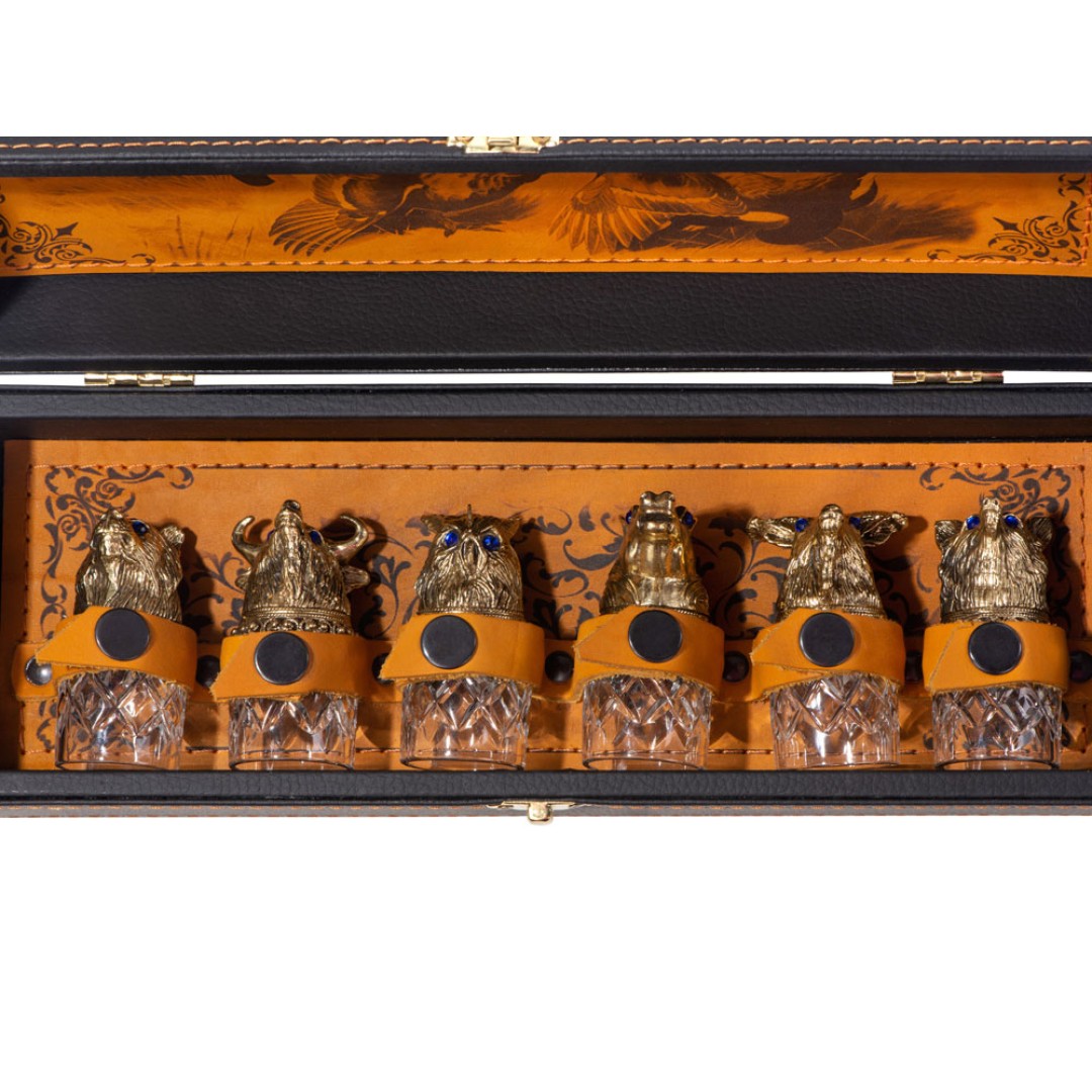 Подарочный набор "Русская охота", темно-коричневый/рыжий