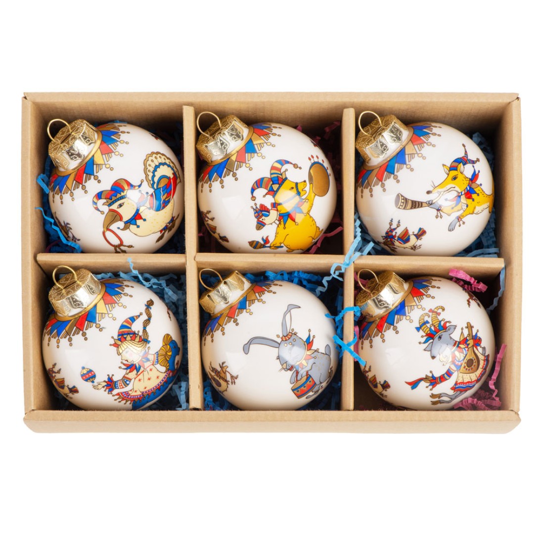 Набор новогодних шаров, 6 шт.