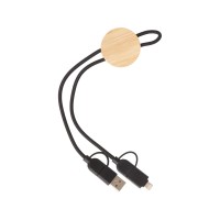 Универсальный зарядный кабель из переработанных ПЭТ и ТПЕ «Acalypha», быстрая зарядка 25 Вт, черный