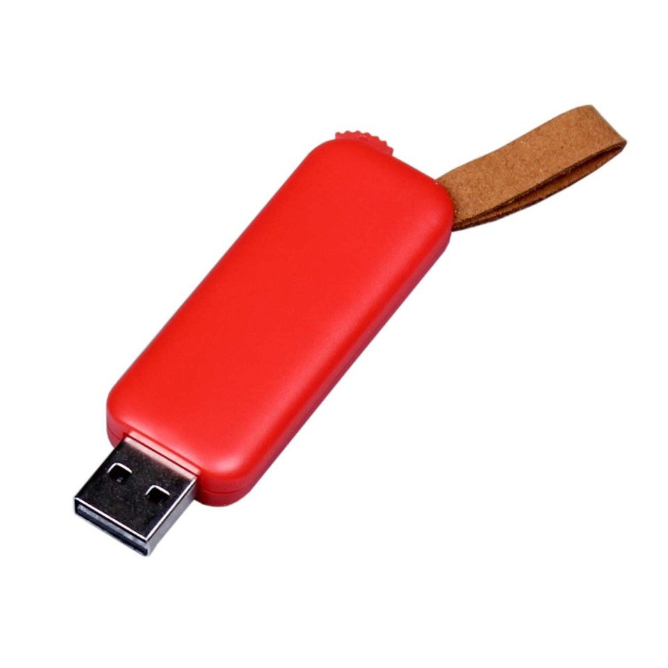 USB-флешка промо на 64 Гб прямоугольной формы, выдвижной механизм, красный