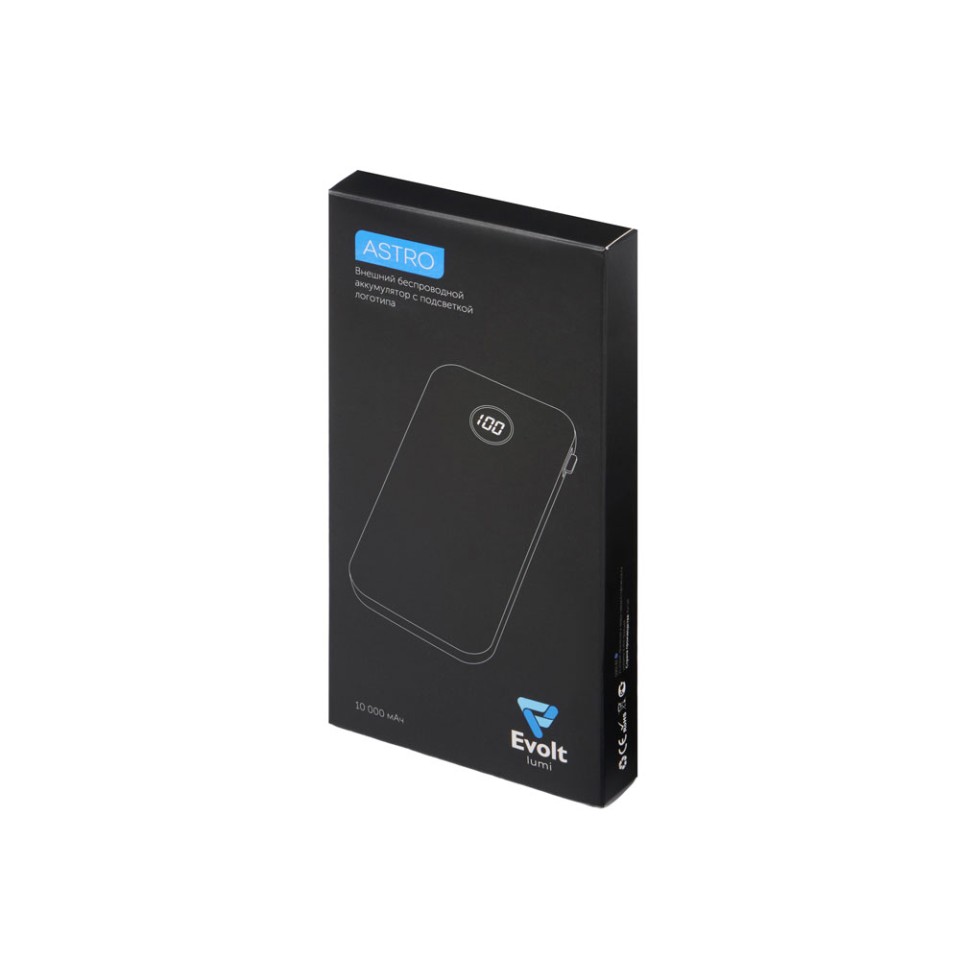 Внешний беспроводной аккумулятор с подсветкой лого «Astro», 10000 mAh, темно-синий