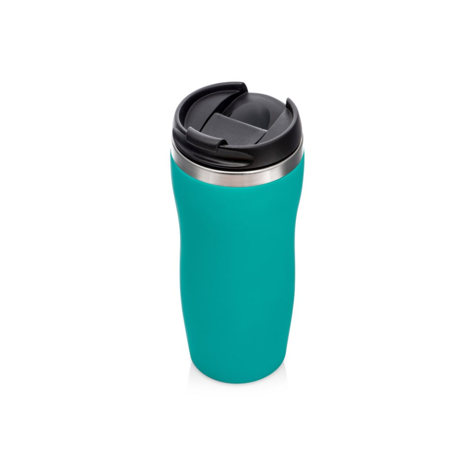 Термокружка "Mony Steel" 350 мл, soft touch, бирюзовый 320C (P)