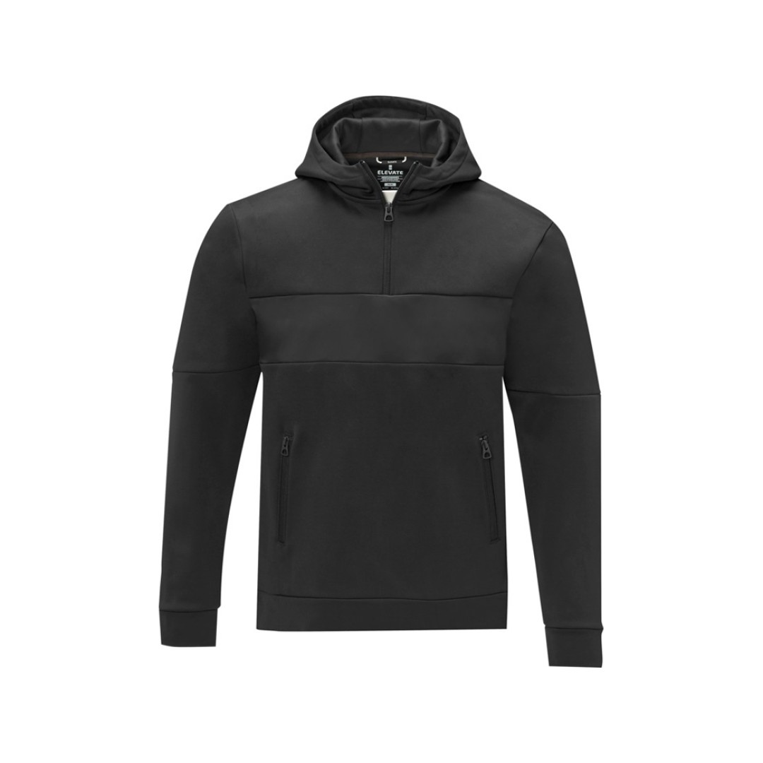 Мужской свитер анорак Sayan на молнии на половину длины с капюшоном, черный