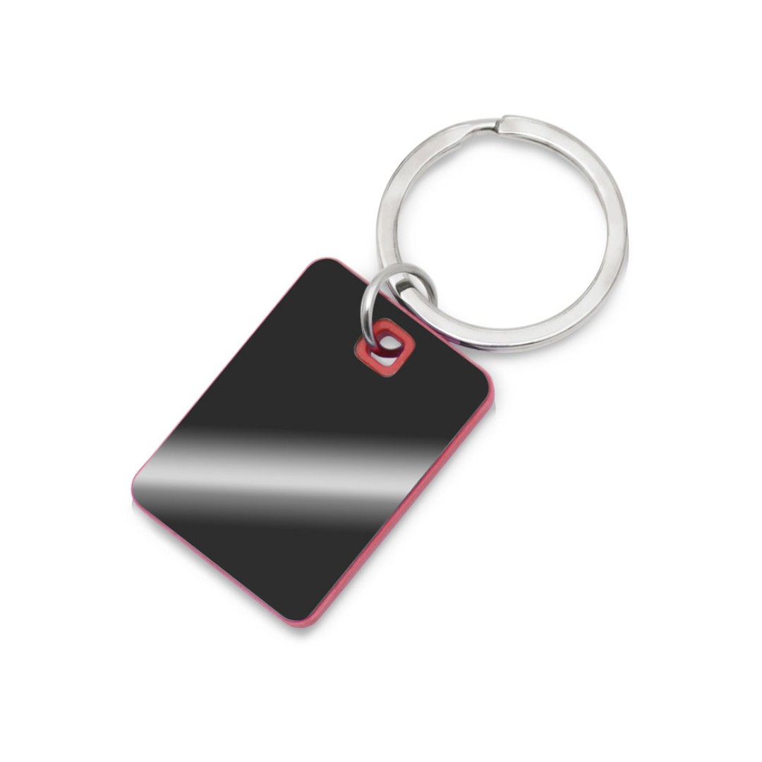 Металлический брелок с пластиковой цветной вставкой "SteelPop Rct", серебристый с красным