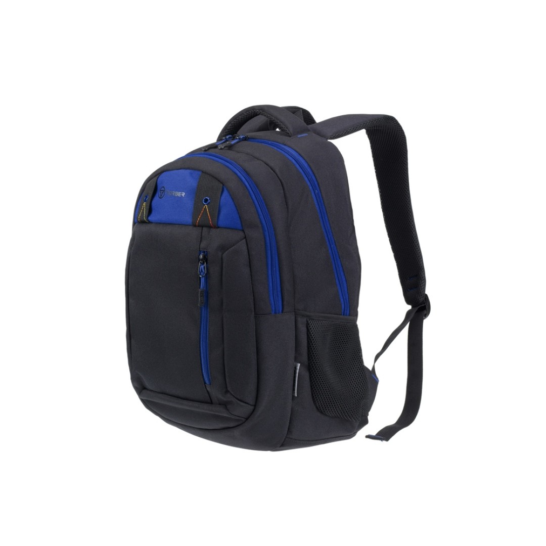 Рюкзак TORBER CLASS X, черный с синей вставкой, полиэстер 900D, 45 x 32 x 16 см