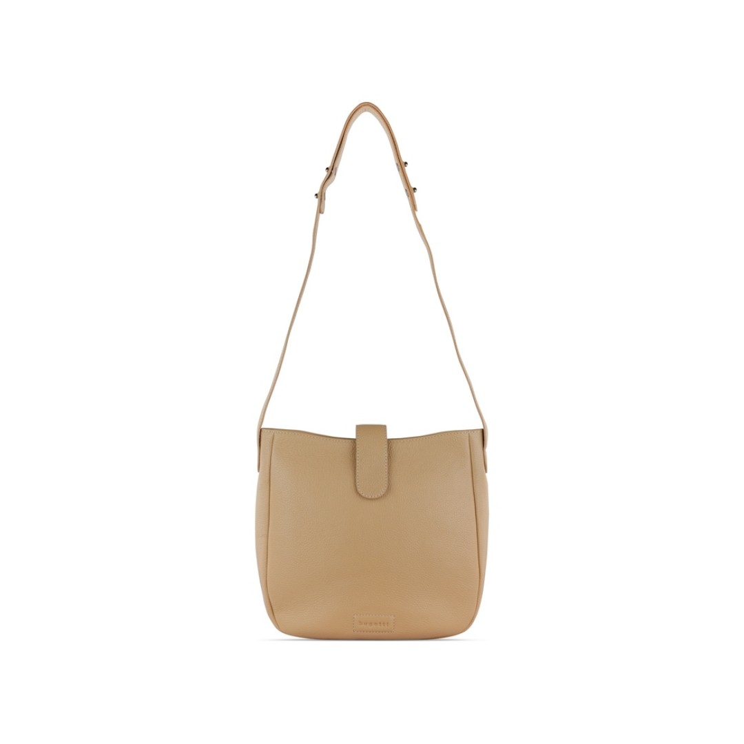 Сумка женская BUGATTI Elsa, песочного цвета, воловья кожа/полиэстер, 29х8х27 см