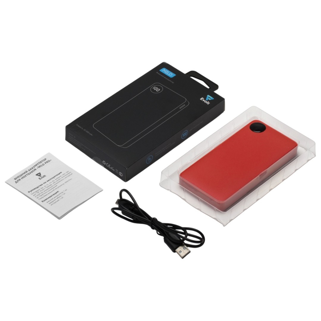 Внешний аккумулятор с дисплеем «Mild», 10 000 mAh, красный