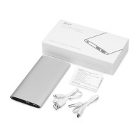 Портативное зарядное устройство "Джет" с 2-мя USB-портами, 8000 mAh, серебристый