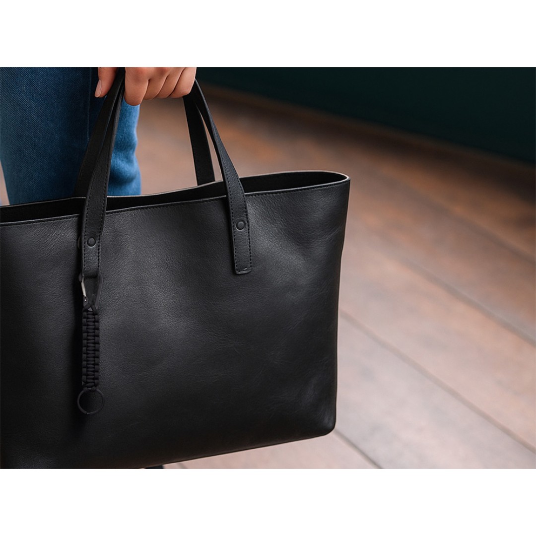 Брелок-веревочка "Austere" с карабином и кольцом, черный