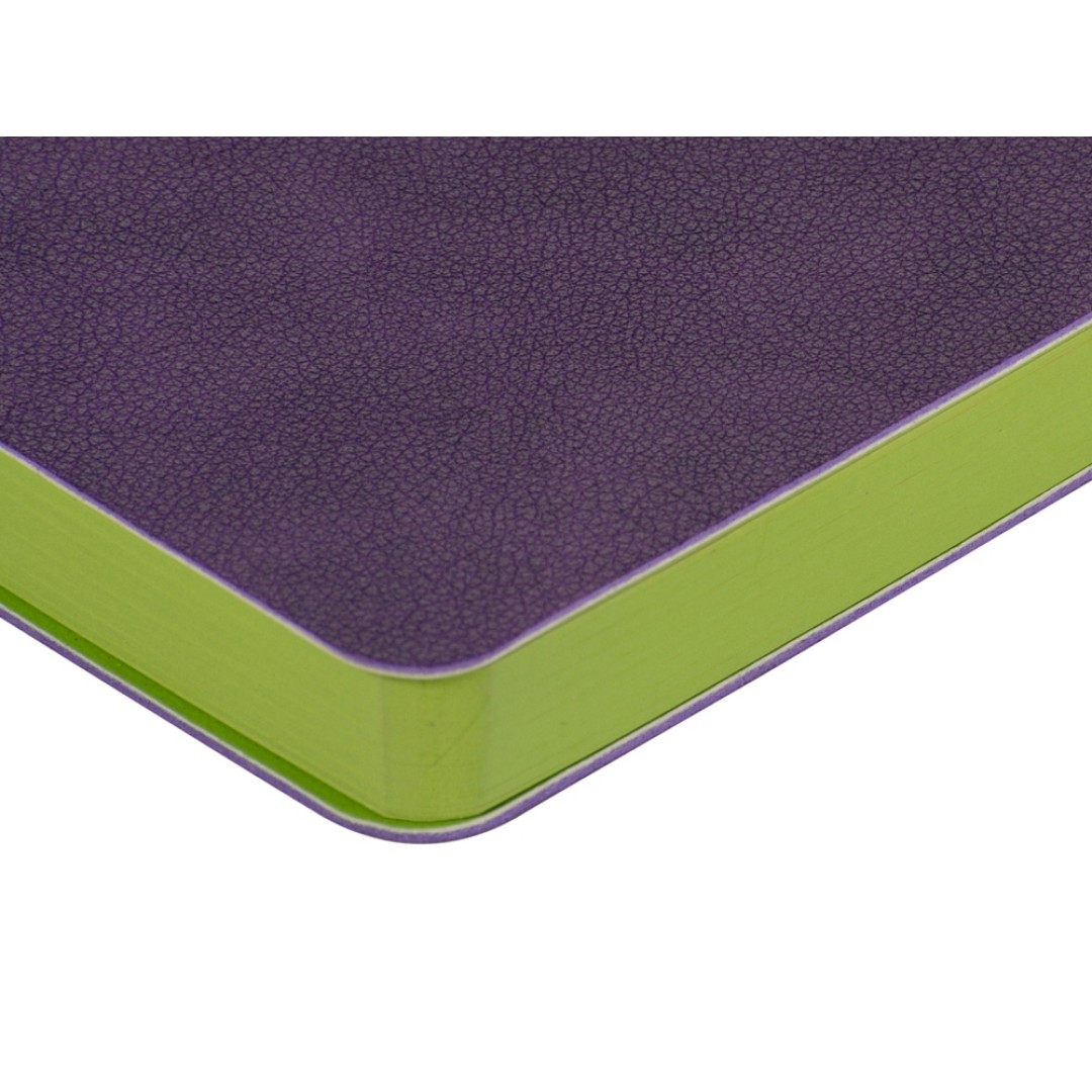 Ежедневник А5 датированный "Boston" 2026, фиолетовый с салатовым обрезом