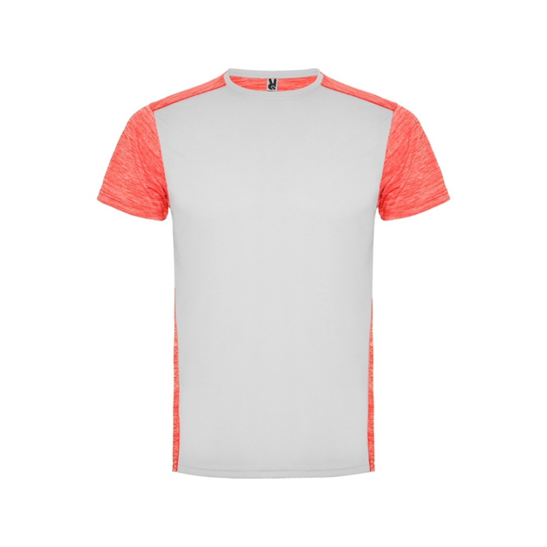 Спортивная футболка "Zolder" мужская, белый/меланжевый неоновый коралловый