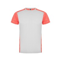Спортивная футболка "Zolder" мужская, белый/меланжевый неоновый коралловый