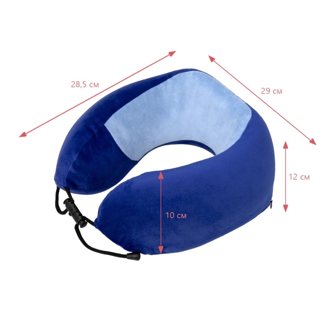 Подушка TORBER, дорожная, с эффектом памяти, синяя, полиэстер+спандекс