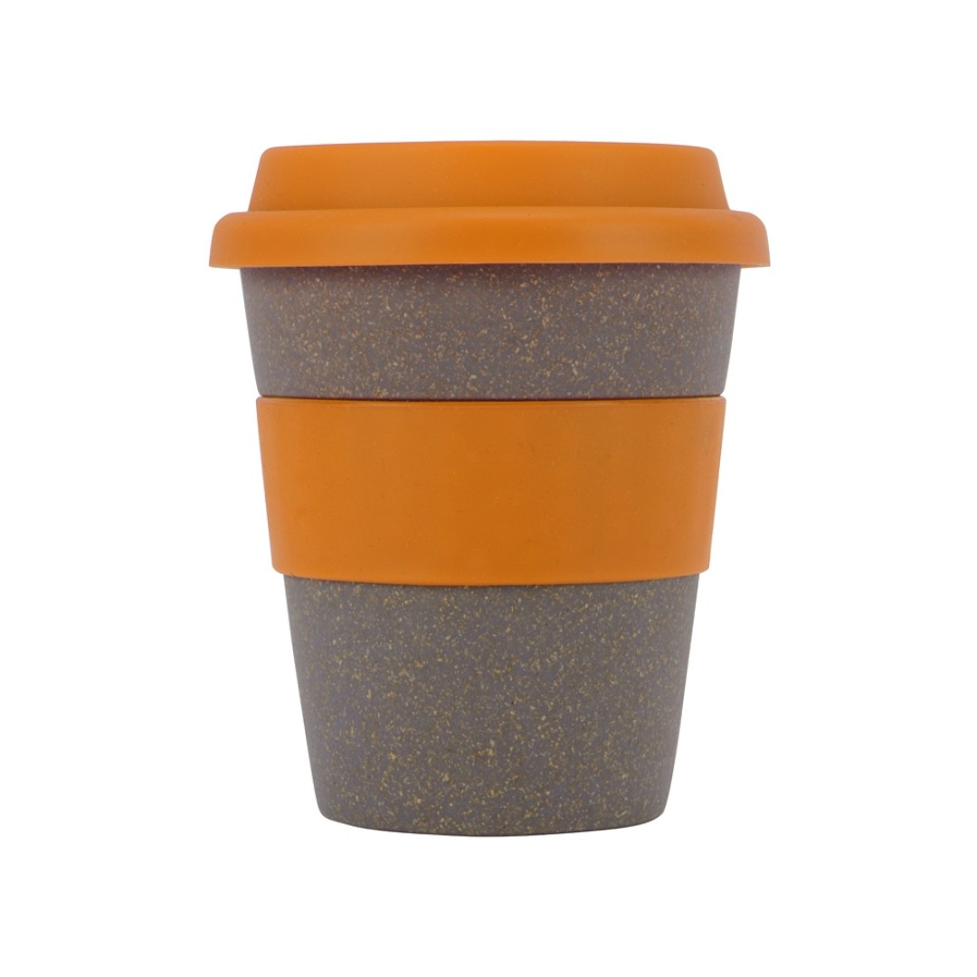Стакан с силиконовой крышкой "Cafe", оранжевый