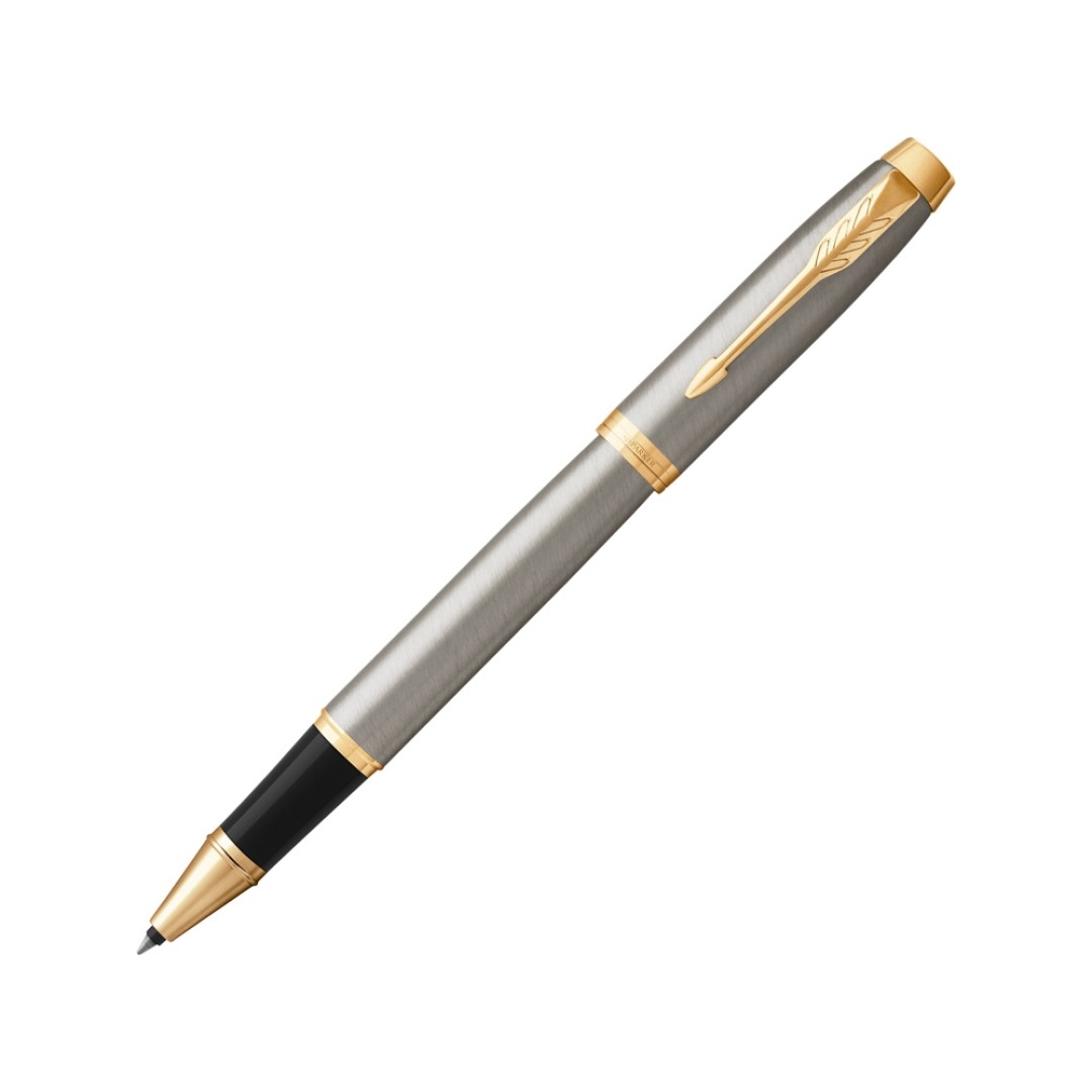 Ручка роллер «Parker IM Core Brushed Metal GT», серебристый/золотистый