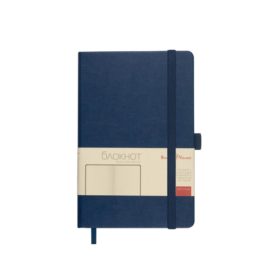Блокнот А5  "City" на резинке, темно-синий