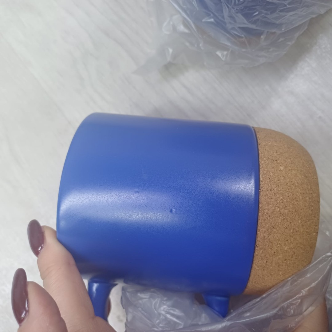 Кружка Denpasar с пробковым дном и крышкой, цветная с двух сторон, синий