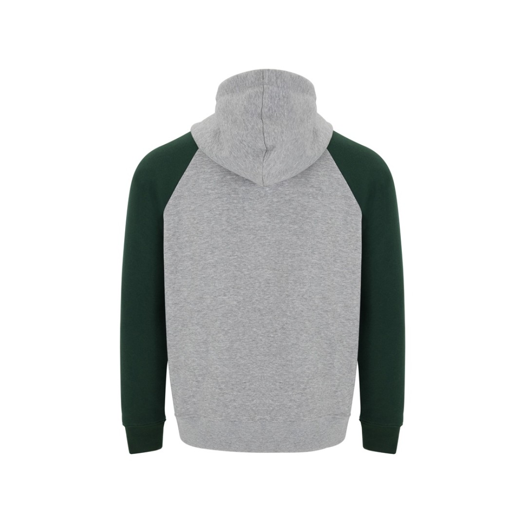 Толстовка с капюшоном "Badet" мужской, серый меланж/бутылочный зеленый