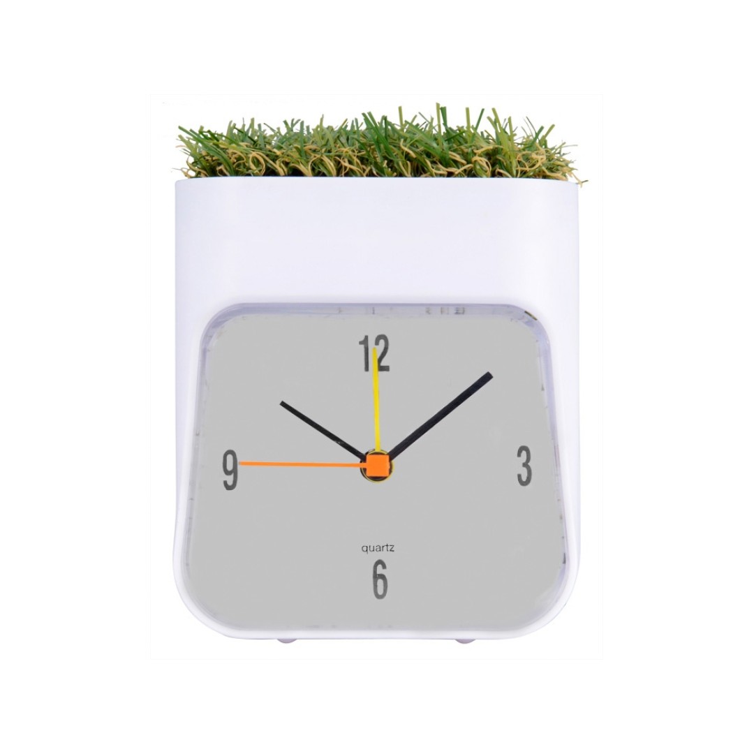 Часы настольные "Grass", белый/зеленый