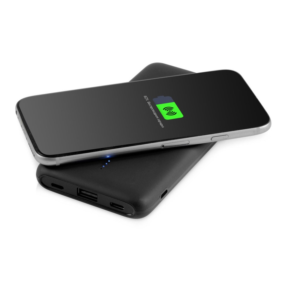Внешний беспроводной аккумулятор с подсветкой лого «Reserve X» v.2, 8000 mAh, ярко-черный