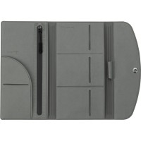 Органайзер для документов на кнопке с отделением для купюр и ручки, упаковка в индивидуальный пакет, серый