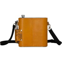 Набор «Подарочный»: фляга 510/2(рыжая кожа), 1,5 л+ 2 стаканчика+нож