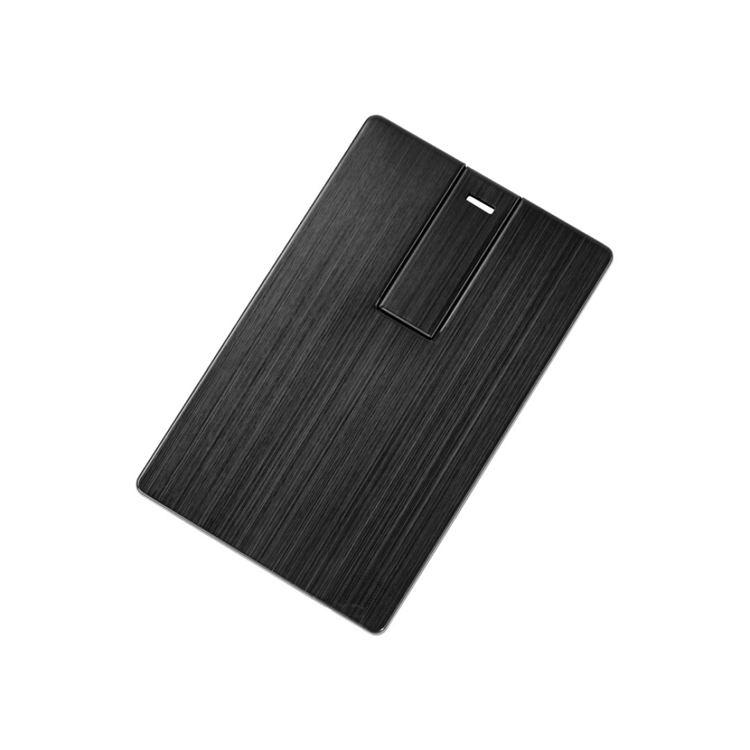 Флеш-карта USB 2.0 16 Gb в виде металлической карты "Card Metal", черный