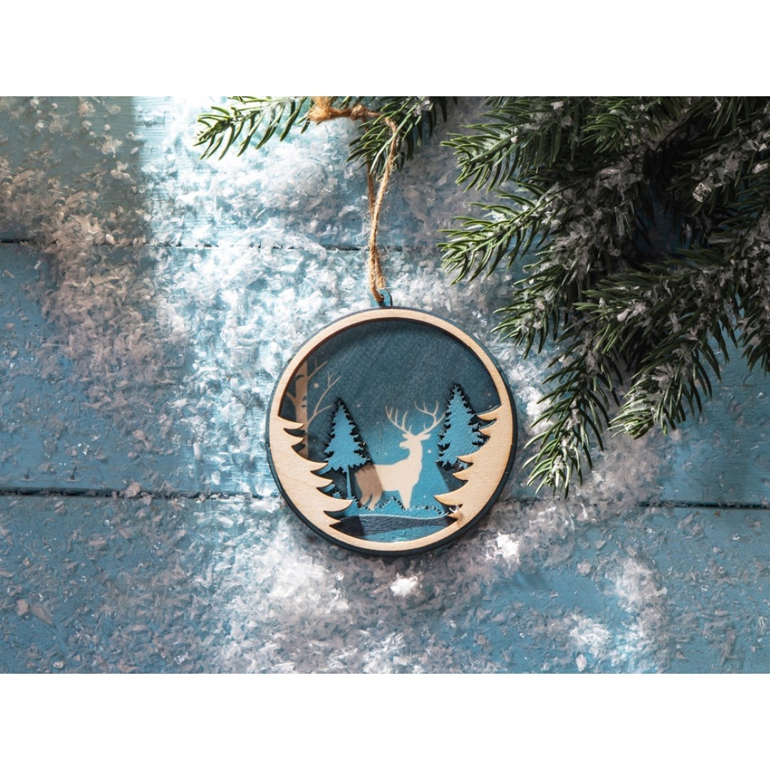 Подвеска деревянная многослойная «Рождественская встреча»