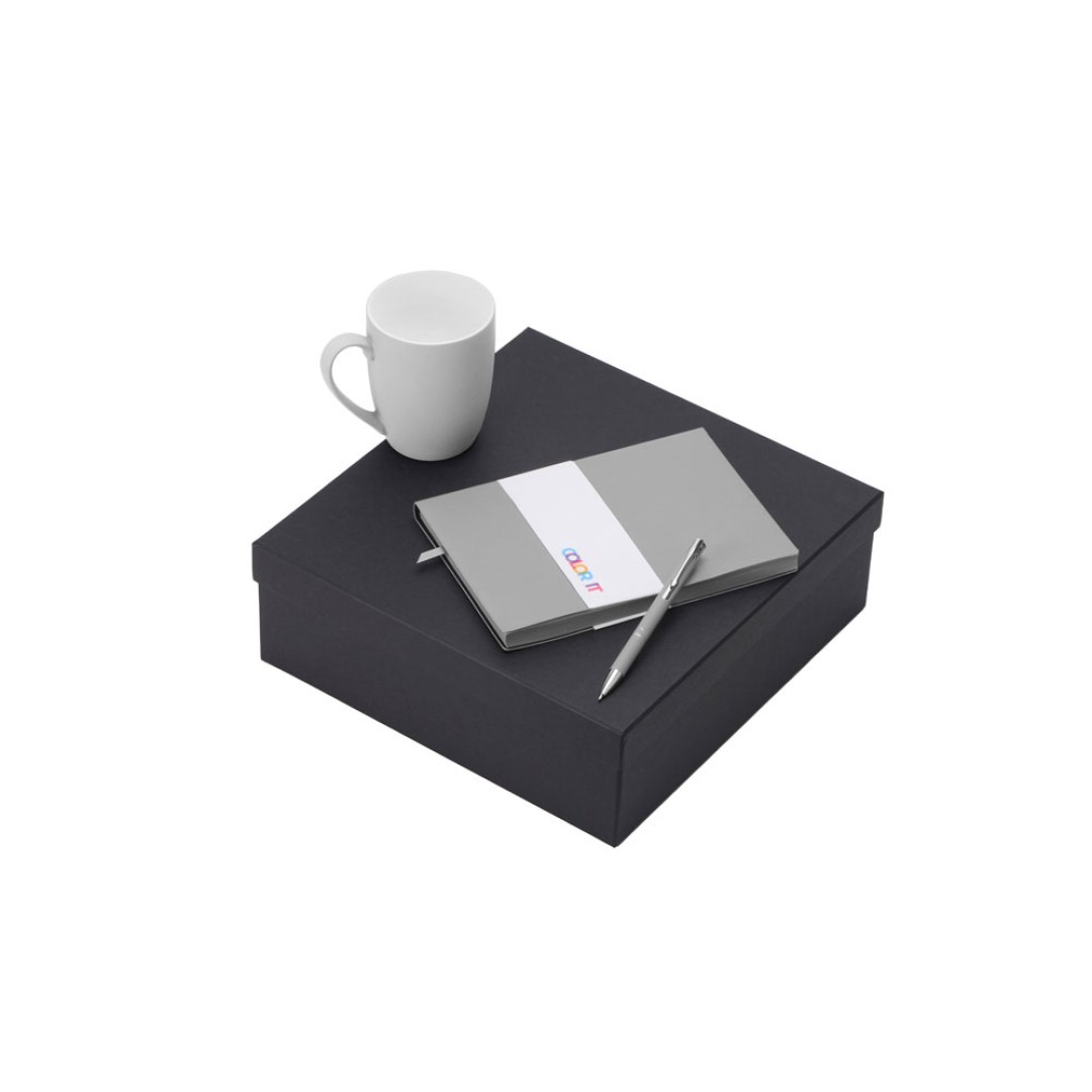 Подарочный набор с блокнотом С1, металлической ручкой и кружкой, серый