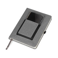 Блокнот "Pocket" 140*205 мм с карманом для телефона, серый