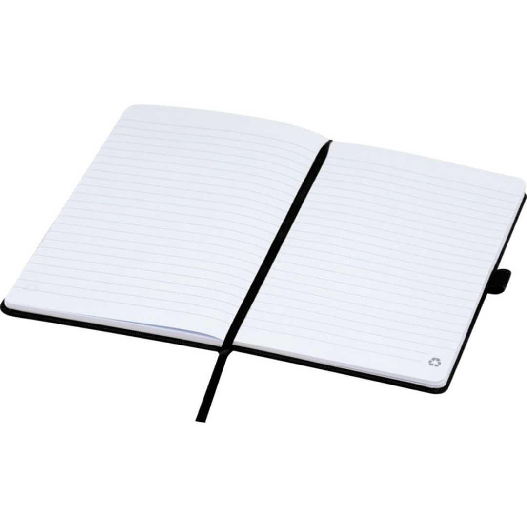 Блокнот Honua форматом A5 из переработанной бумаги с обложкой из переработанного ПЭТ, черный