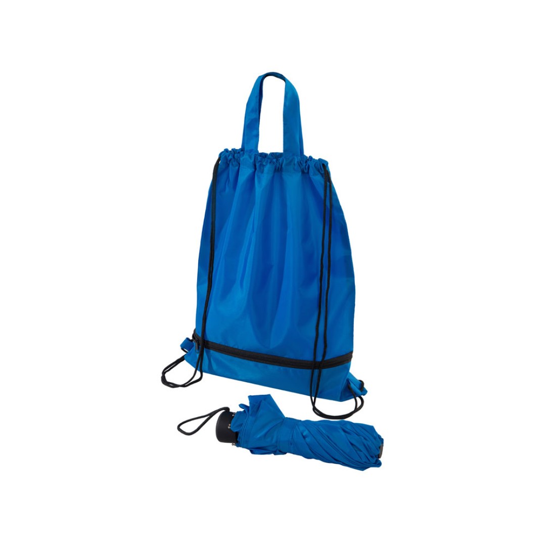 Зонт «Picau» из переработанного пластика в сумочке, синий