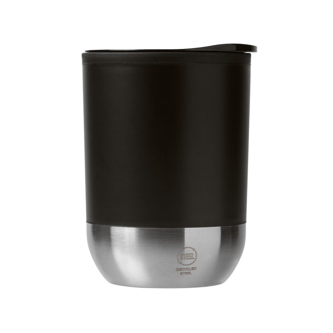 Термокружка LINDE с двойными стенками из переработанного полипропилена, черный